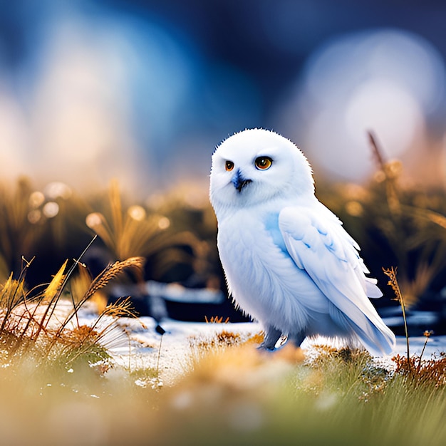 Búho blanco en la naturaleza