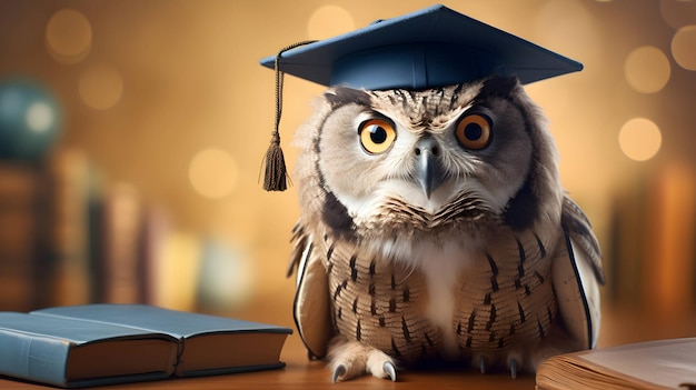 Búho lindo estudiante graduado imagen generada por IA