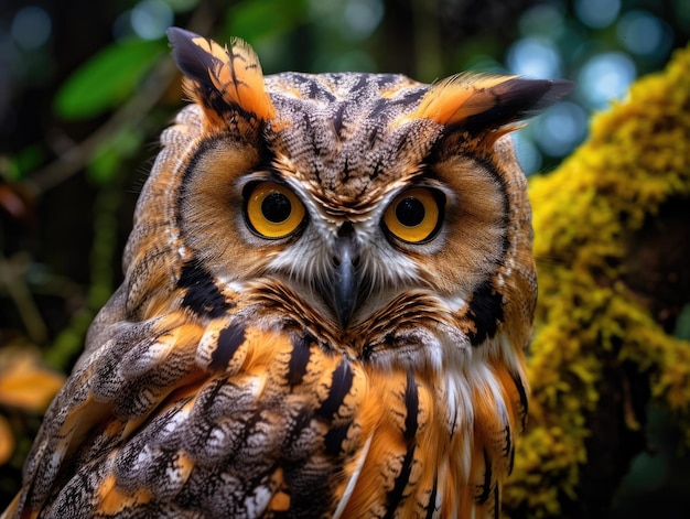 un búho con ojos amarillos