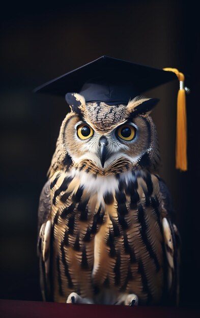 Un búho sabio con un gorro de graduación.