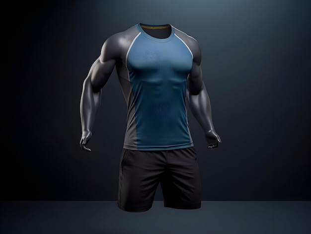 Foto builder de cuerpo hombre traje de fitness maqueta 3d hombre traje de fitness maqueta masculino traje de gimnasia y deporte maqueta