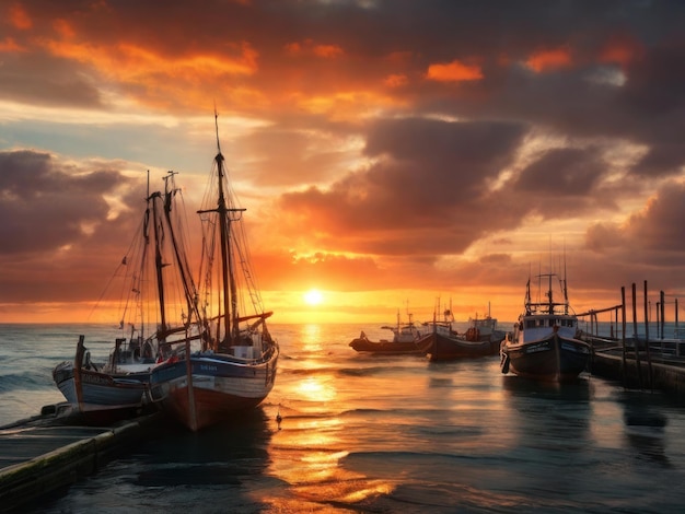 Foto builtin barco pirata amarrado en un crujido muelle de madera fondo marinero