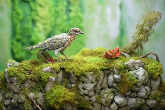 Foto el buitre común en una pared de piedra