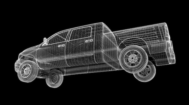 Bujía, estructura de la carrocería, modelo de alambre en el fondo