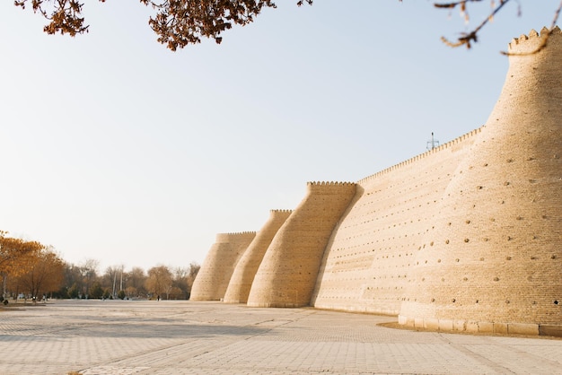 Bukhara Uzbekistán Diciembre 2021 La antigua muralla de la ciudadela