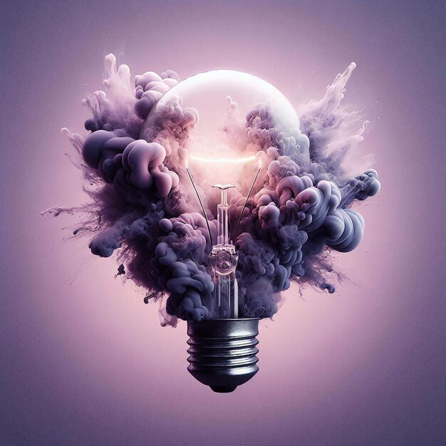 Bulb e fumaça fusão foto abstrata renderização realista