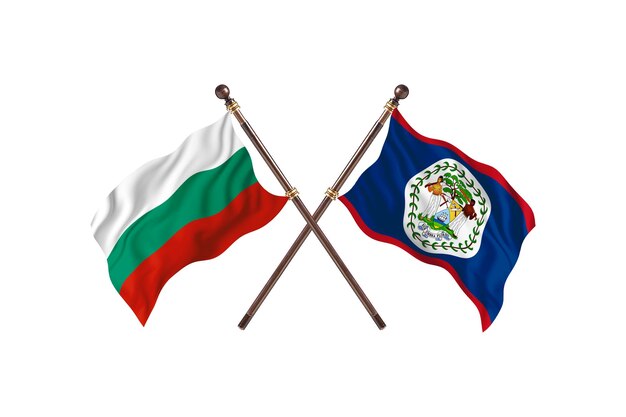 Bulgária contra fundo de bandeiras de dois países de Belize