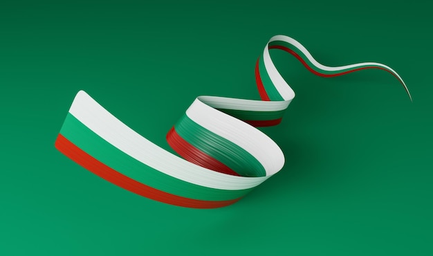 Bulgarien Flagge 3D-Darstellung auf grünem Hintergrund