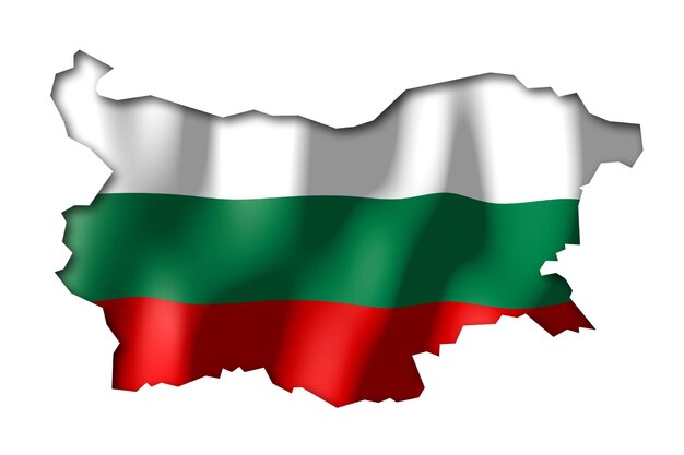 Bulgarien Landesflagge und Grenze auf weißem Hintergrund