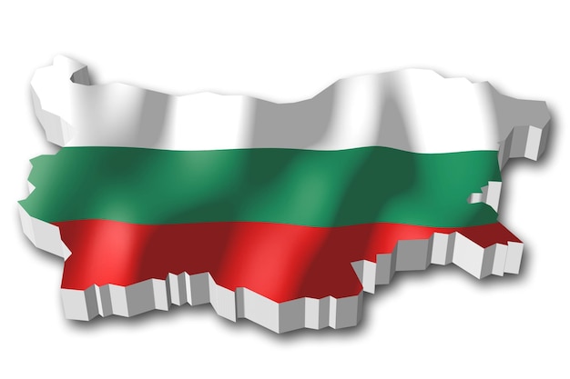 Bulgarien Landesflagge und Grenze auf weißem Hintergrund