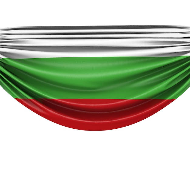 Bulgarien Nationalflagge hängendes Stoffbanner 3D-Rendering