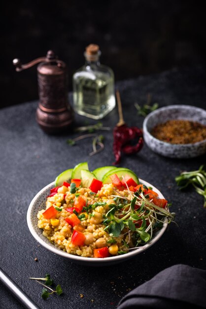 Foto bulgur con garbanzos y verduras