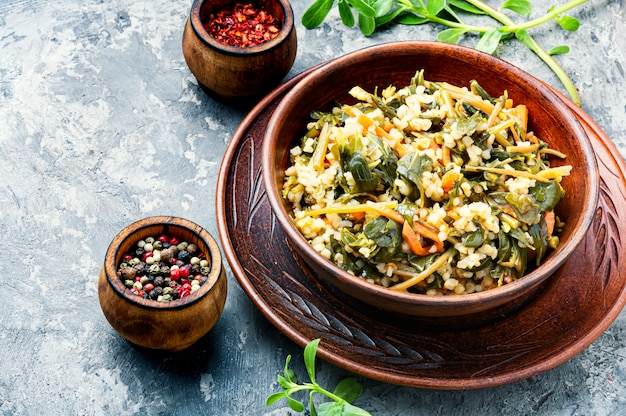 Bulgur guisado con portulak