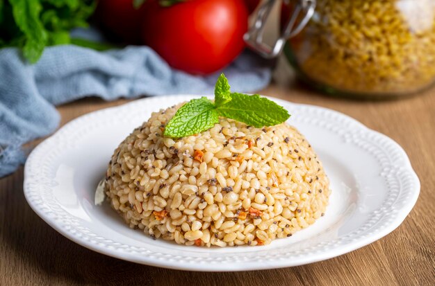 Bulgur pilaf com sementes de chia