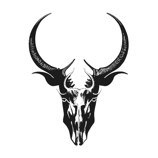 Bull Buffalo Longhorn Skull Vintage-Logo-Design-Skizze