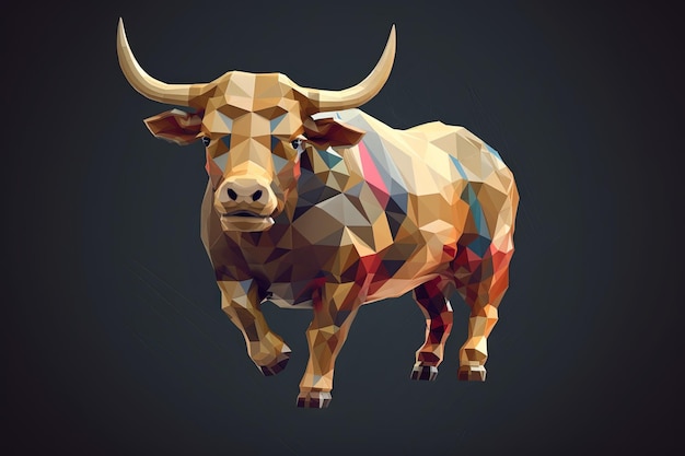 Bull Low poly estilo animal ilustración generativa ai