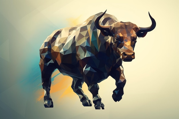 Bull Low poly ilustração estilo animal generativa ai