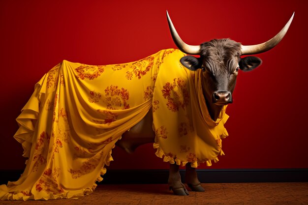 Foto bull luchador bull en trajes reales auténticos