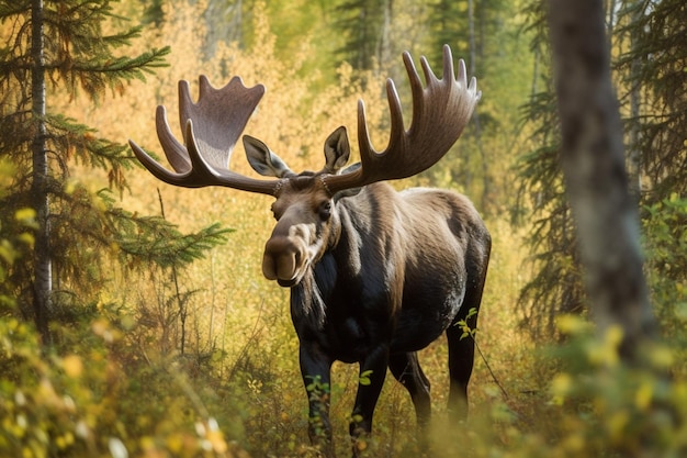 Bull Moose na floresta