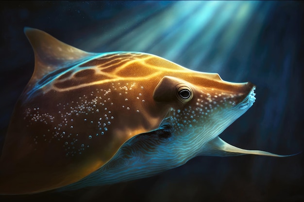 Bull Ray Peixe Mar Oceano Generative AI