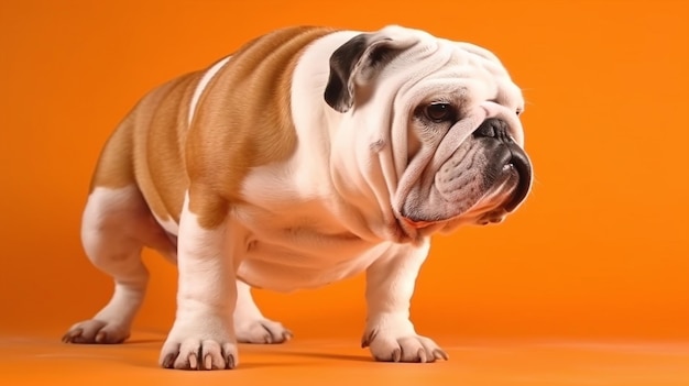 Bulldog auf orangefarbenem Hintergrund