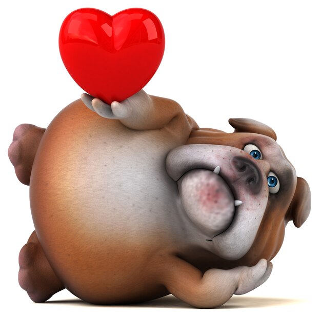 Bulldog divertido - ilustração 3D