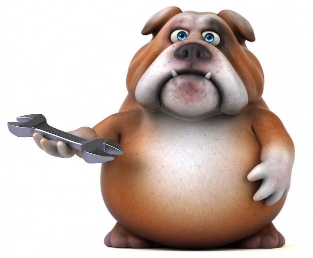 Bulldog divertido - ilustração 3D