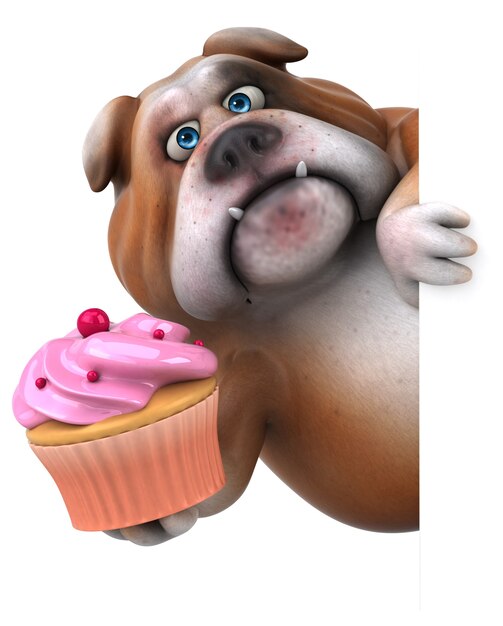 Bulldog divertido - ilustração 3D