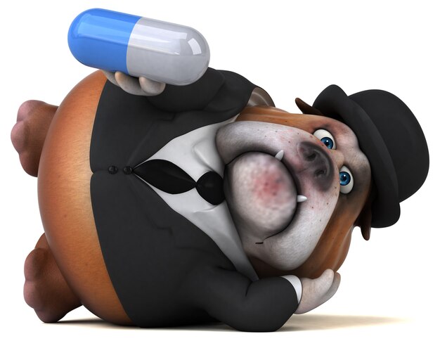 Bulldog divertido - ilustração 3D