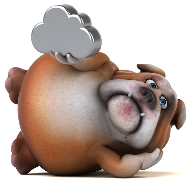 Bulldog divertido - ilustração 3D