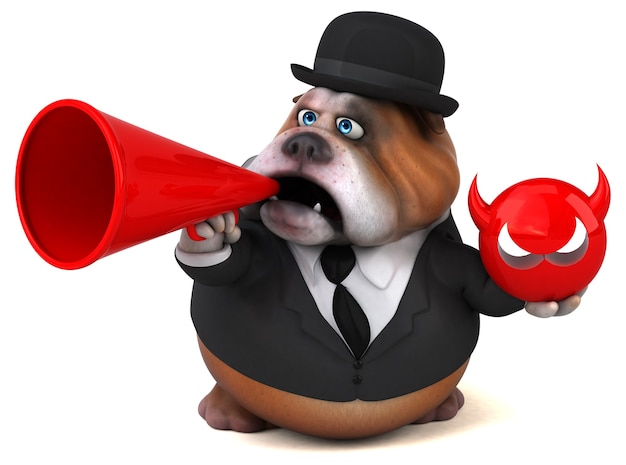 Bulldog divertido - ilustração 3D