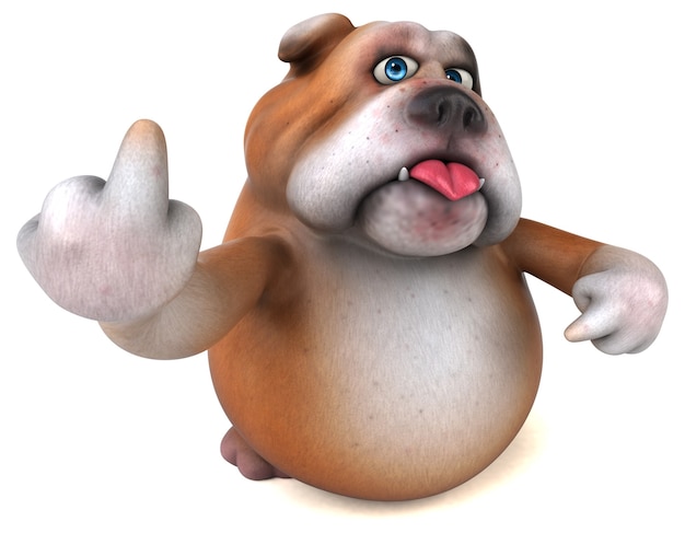 Bulldog divertido - ilustração 3D