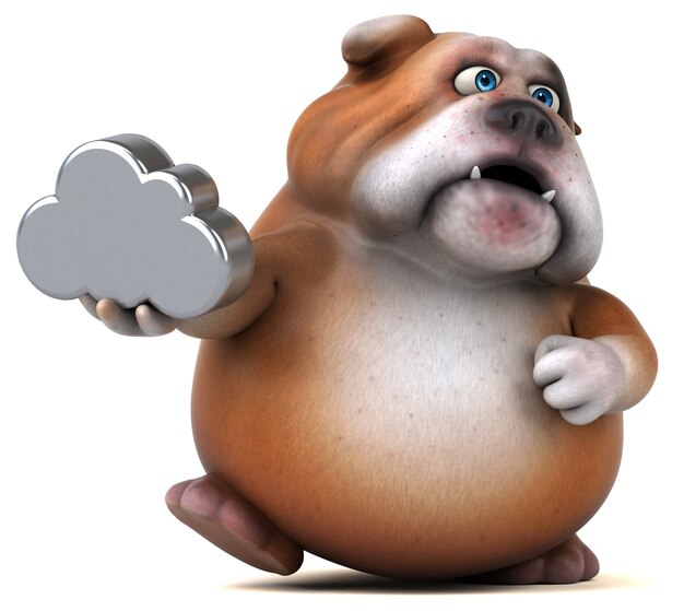 Bulldog divertido - ilustração 3D