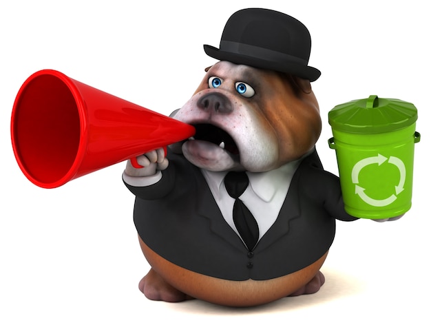 Bulldog divertido - ilustração 3D