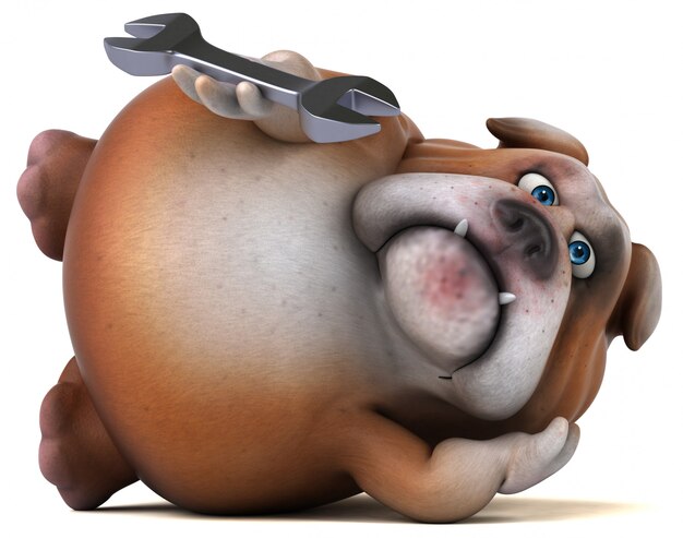 Bulldog divertido - Ilustración 3D