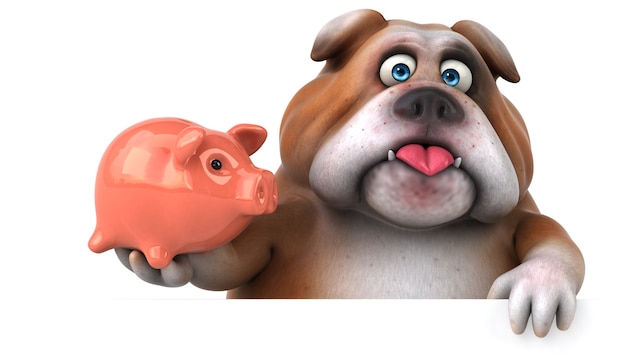 Foto bulldog divertido - personagem 3d