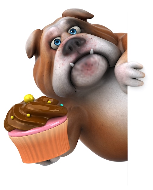 Foto bulldog divertido - personagem 3d