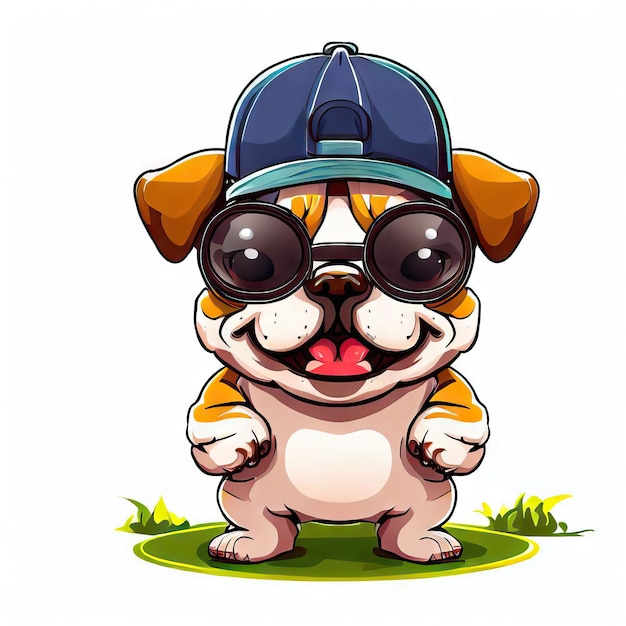 Bulldog Elegance enthüllt Hut und Brille Delight Generative KI