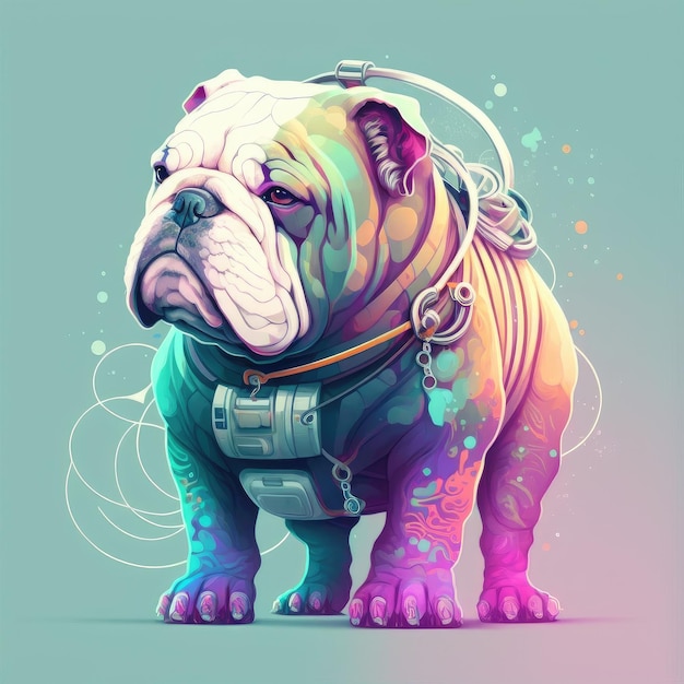 Bulldog francês astronauta em traje espacial com fundo espacial futurista espaço profundo