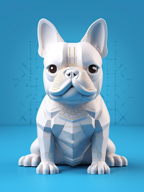 Bulldog francês branco por todo o corpo robusto mas simétrico Imagem gerada por IA