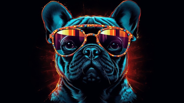 Bulldog francés canino con gafas de sol Recurso creativo Generado por IA