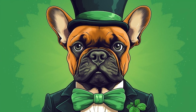 el bulldog francés el día de San Patricio