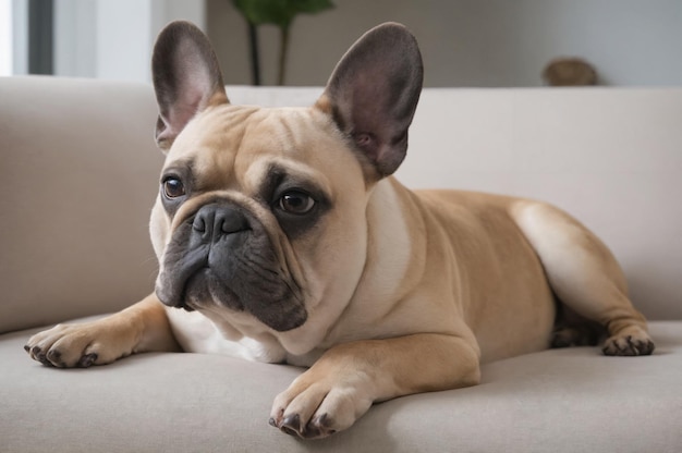 Foto bulldog francés en un sueño de ensueño