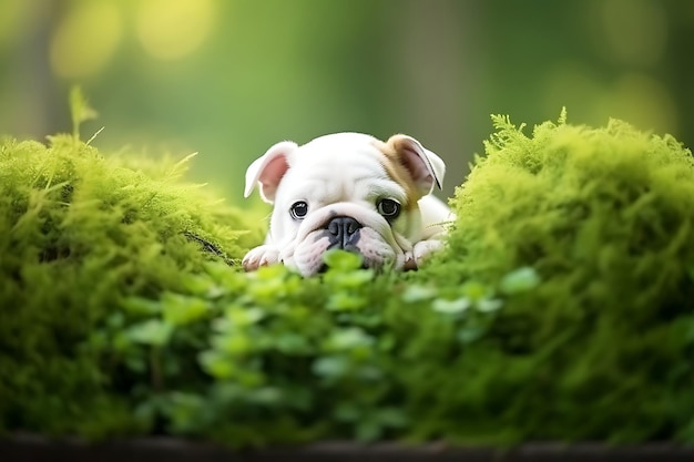 Foto bulldog lindo jugando al aire libre y copiando espacio