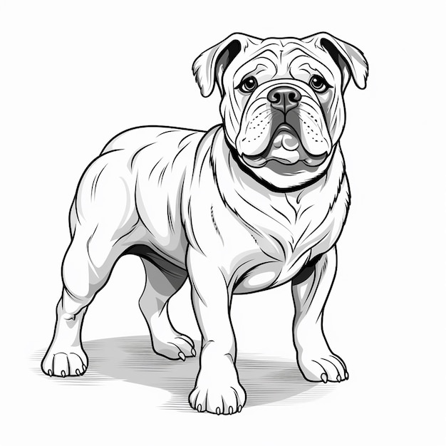 Bulldog Mix esboço bonito bonito livro de colorir kawaii arte de linha