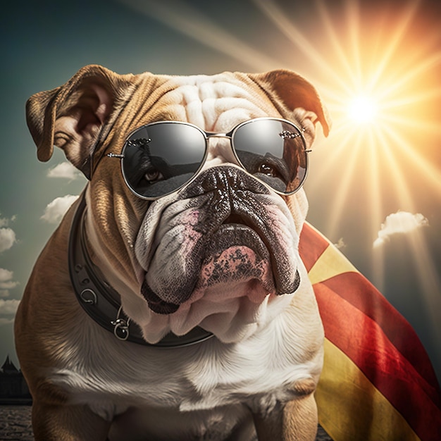 Bulldog na Alemanha viajando com óculos de sol sofisticados