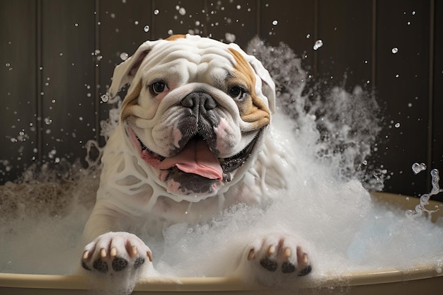 Bulldog39s Baño Relajante con Burbujas Generativas By Ai