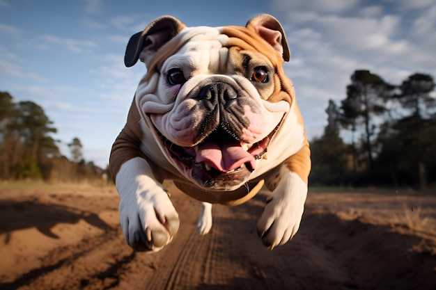 Bulldogge läuft auf die Kamera zu