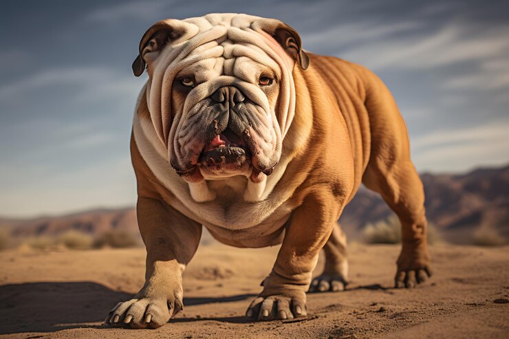 Foto bulldogge mit dynamischer pose