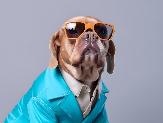 Bulldogge mit modischem Dressing mit Brille